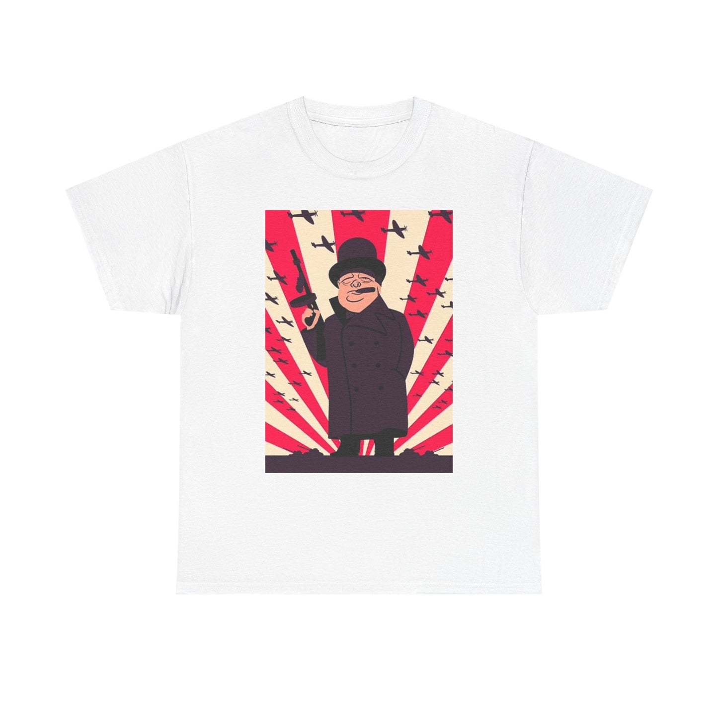 Winston Churchill T Shirt Retro Cartoon Graphic Character Unisex Heavy Cotton