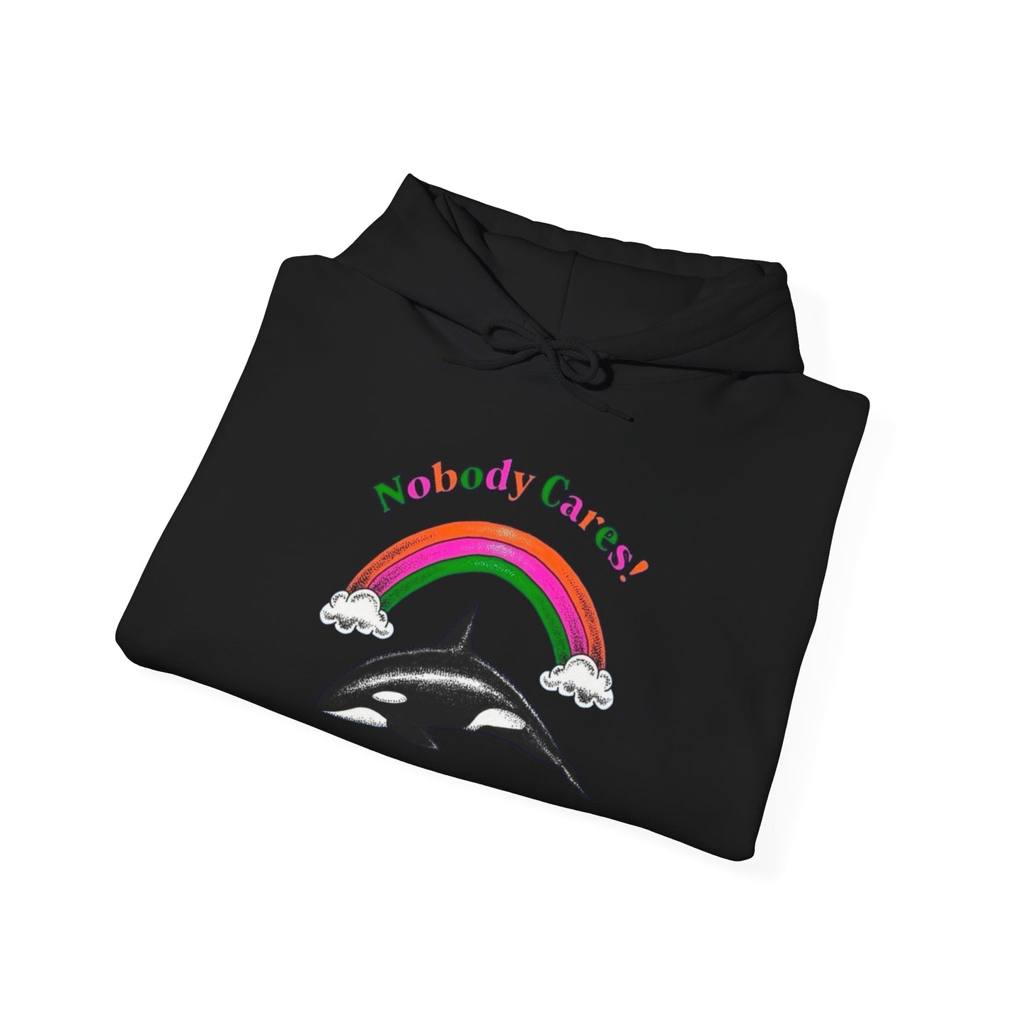 No Body Cares Whale Graphic Hoodie Unisex Heavy Blend™ Hooded Sweatshirt
