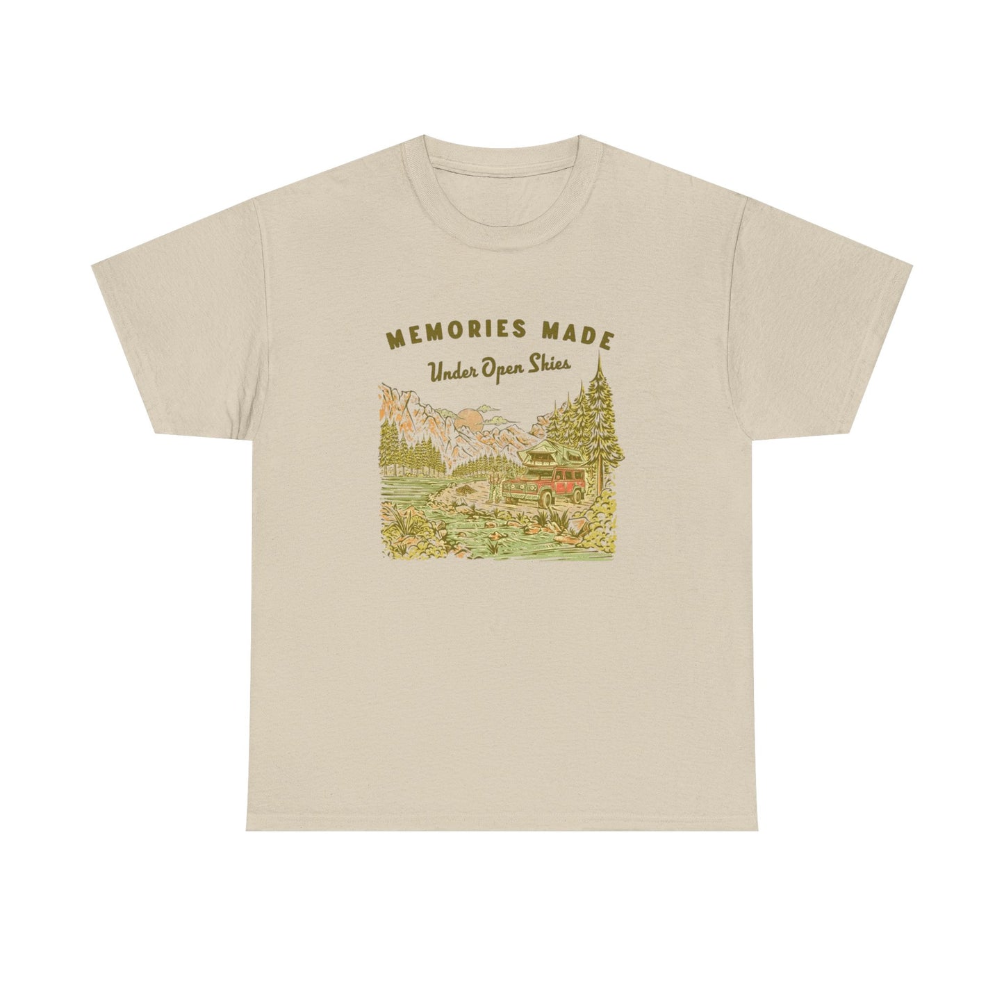 Memories Under The Stars Camping Graphic T Shirt Unisex Heavy Cotton Tee