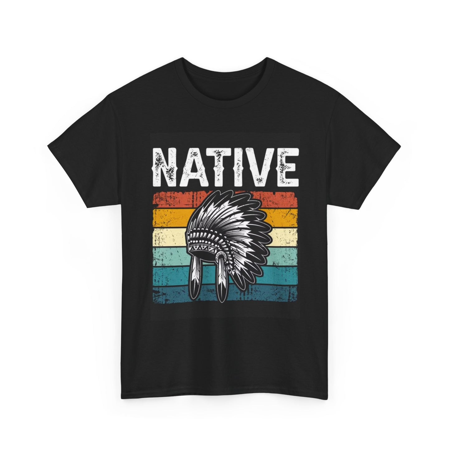 Native American Chief Headdress Colorful Indian Tshirt New Unisex Heavy Cotton