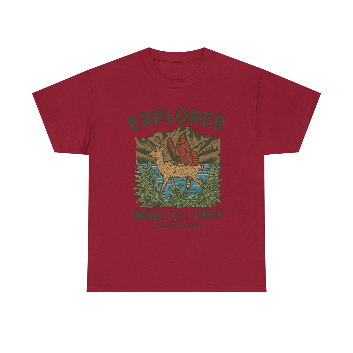 Explorer Wild And Free Graphic T Shirt Unisex Heavy Cotton Tee