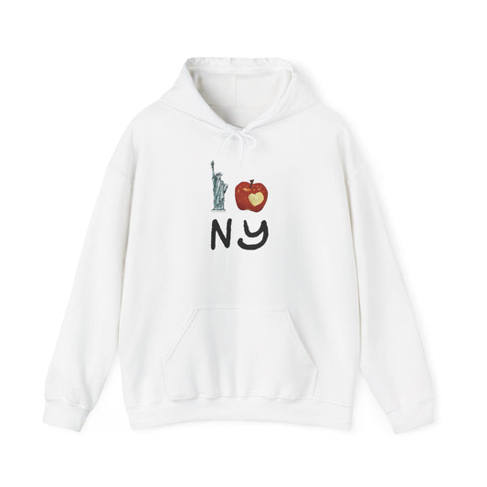 I Love New York Big Apple Graphic Hoodie Unisex Heavy Blend™ Hooded Sweatshirt