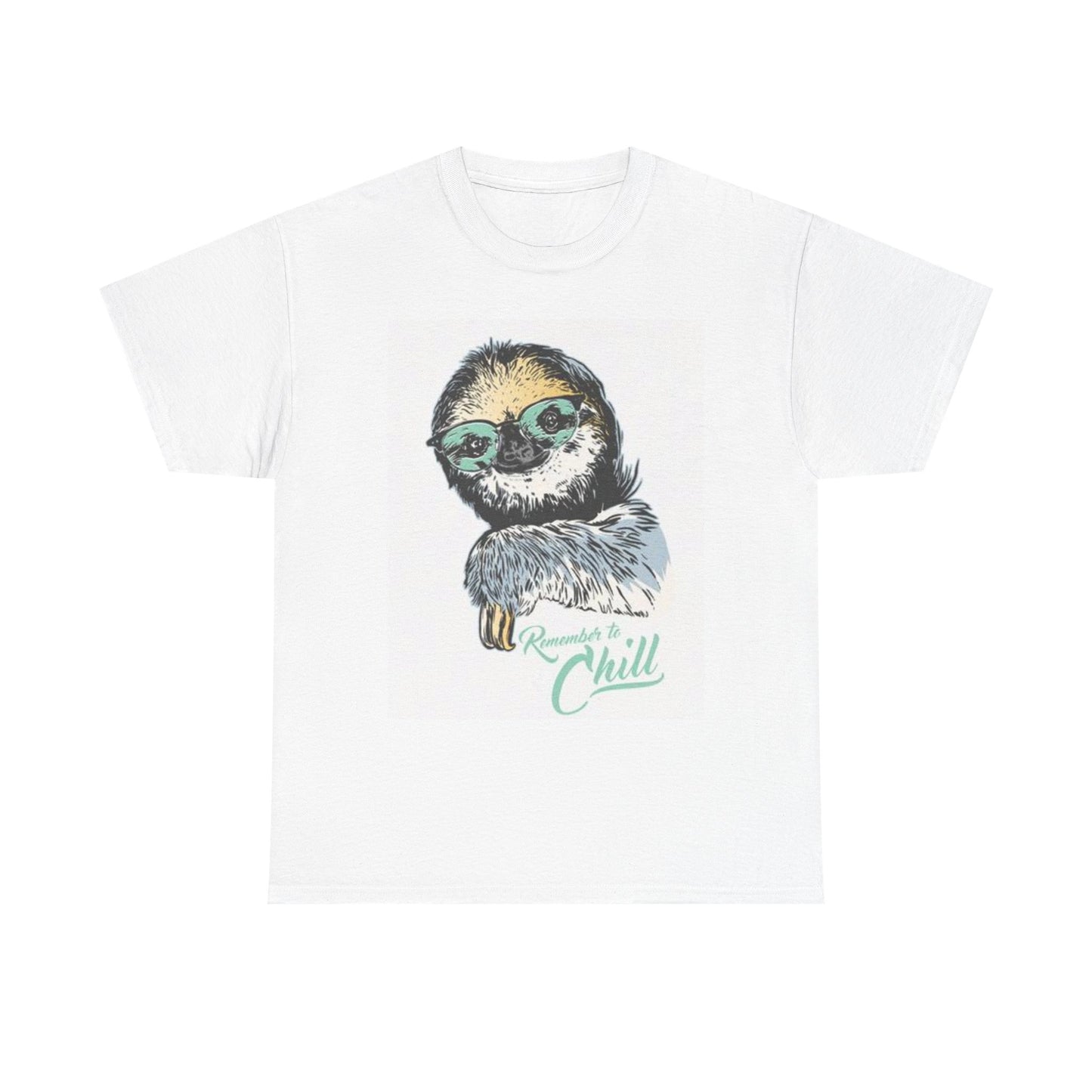 Remember To Chill Graphic T Shirt Funny Sloth Unisex Heavy Cotton Tee