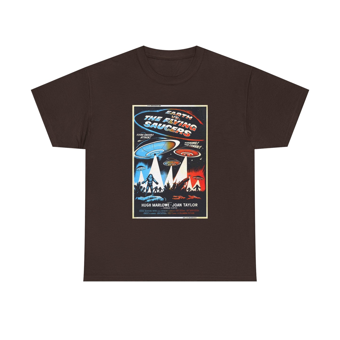Earth vs Flying Saucers Tshirt Vintage Movie Poster Unisex Heavy Cotton Tee