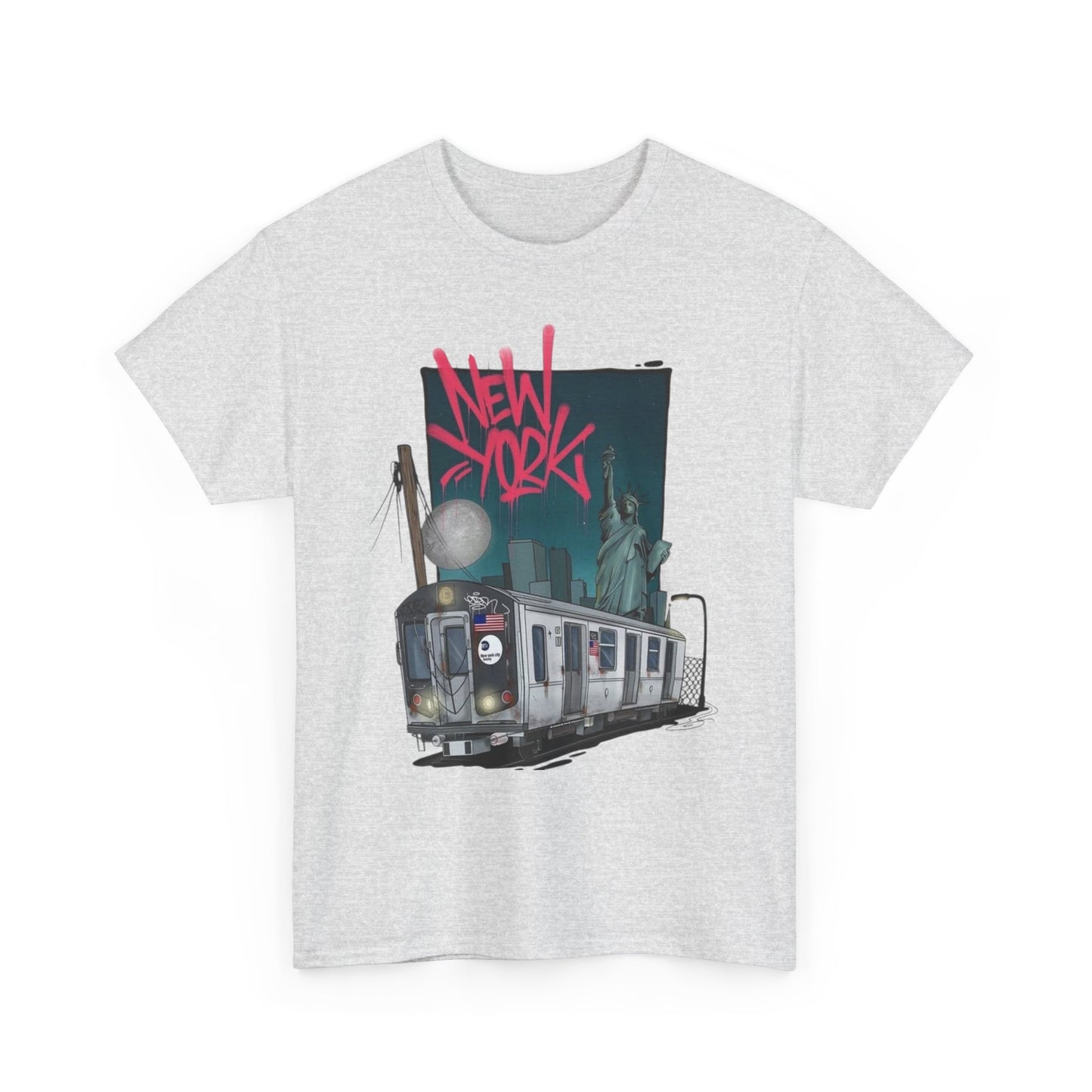 New York Subway Car Graphic T-Shirt Unisex Heavy Cotton Tee NEW