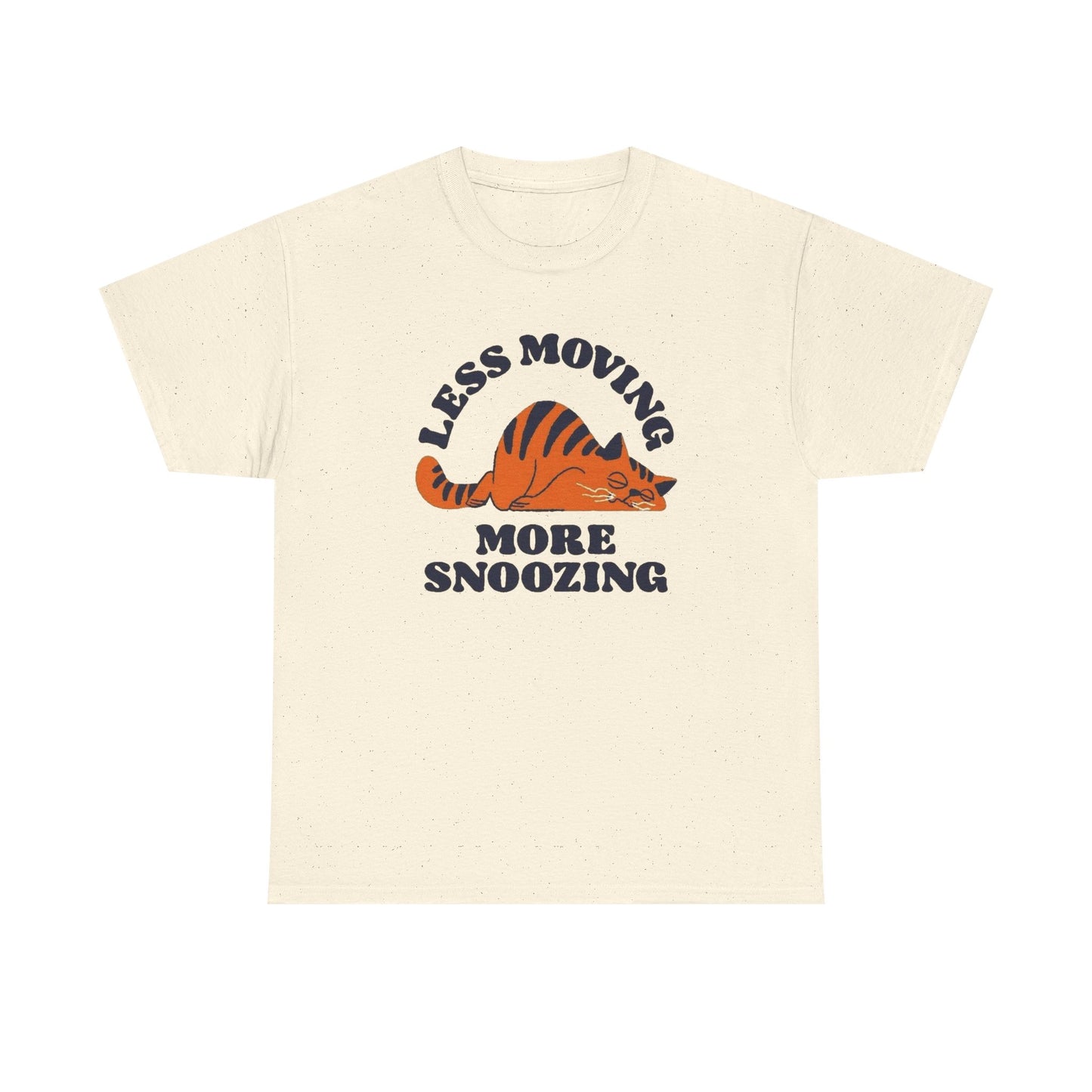 Less Moving More Snoozing Funny Cat Graphic T Shirt Men's Heavy Cotton Tee