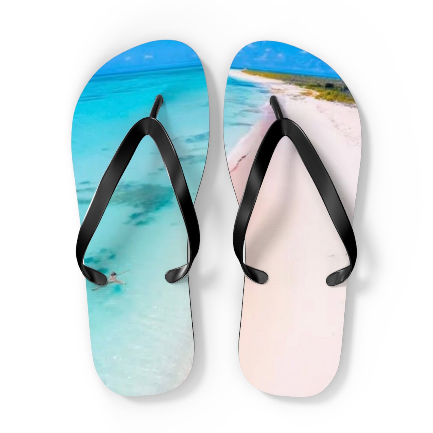 Ocean Beach Graphic Flip Flops, Sandals Slides, Summer Footwear, Brand New