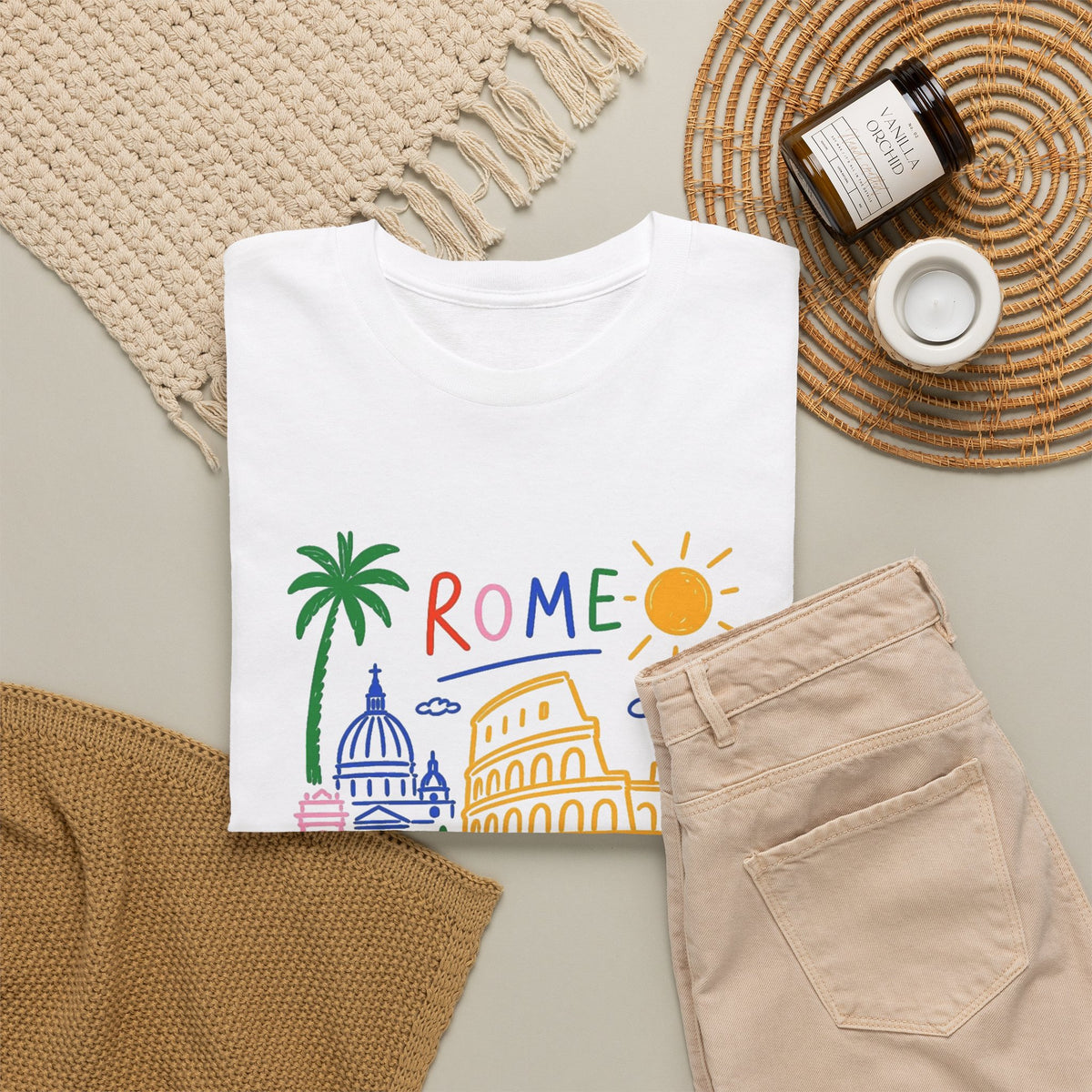 Rome Italy Travel Illustration T-Shirt Men's Graphic Tee