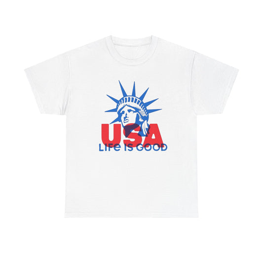 USA Life Is Good Graphic T Shirt NEW ADULT TEE Cotton