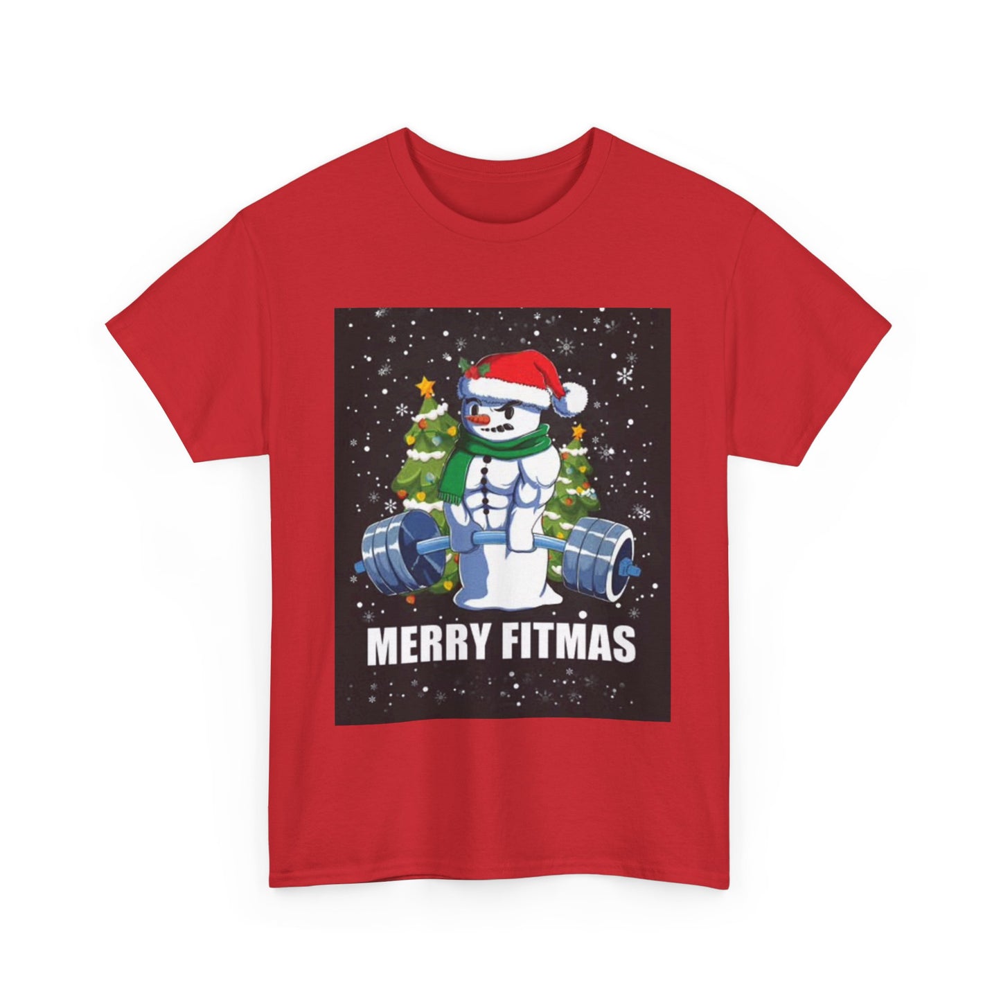 Merry Fitmas Shirt Funny Gym Snowman Christmas Gym Unisex Heavy Cotton Tee