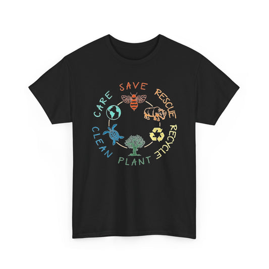 Clean Planet Graphic T Shirt Men's Retro Heavy Cotton Tee