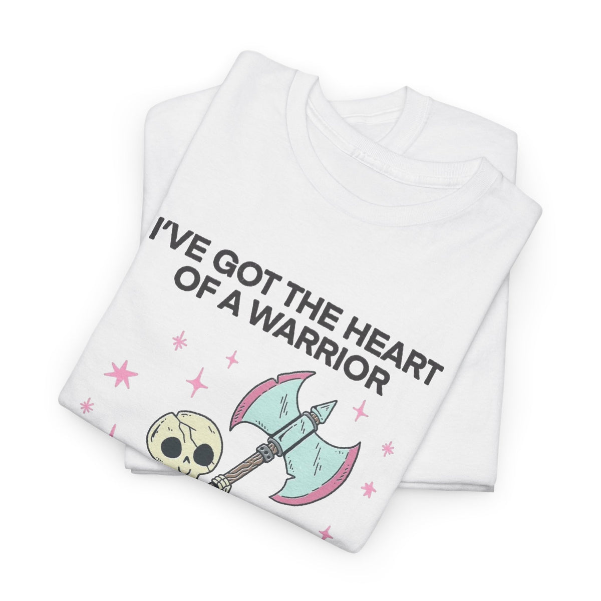 Skeleton Warrior Quote T-Shirt | Heart of a Warrior Men's Graphic Tee