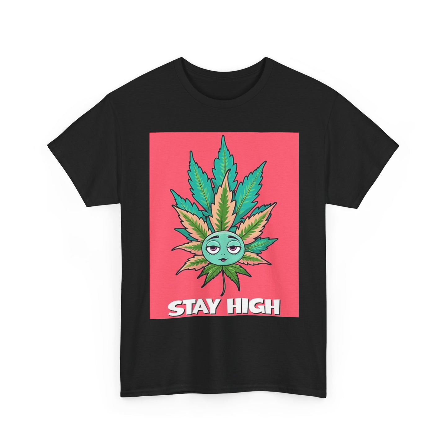 Stay High Graphic T Shirt Weed Leaf Vintage Funny Unisex Heavy Cotton Tee