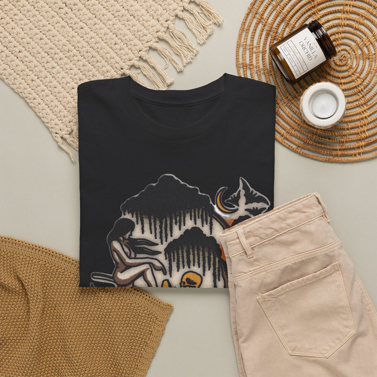 Praying For Women Funny Mystical Forest Moon Goddess Graphic T-Shirt Men's Tee