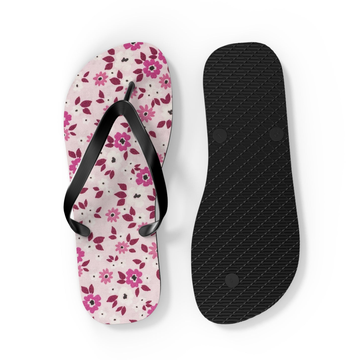 Waves And Sun Sandals Red And Pink Flowers Summer Flip Flops Slides BRAND NEW