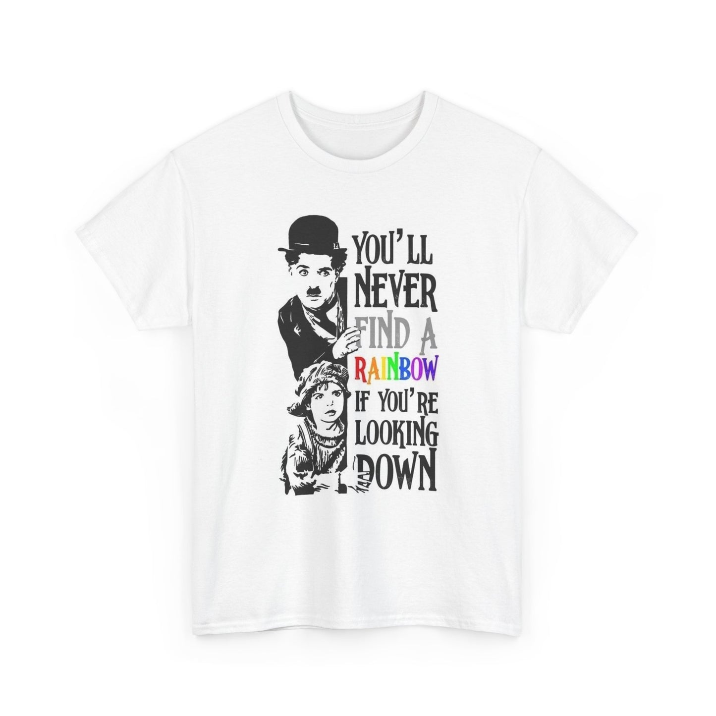 Charlie Chaplin Rainbow Graphic T Shirt Brand New Cotton Tee