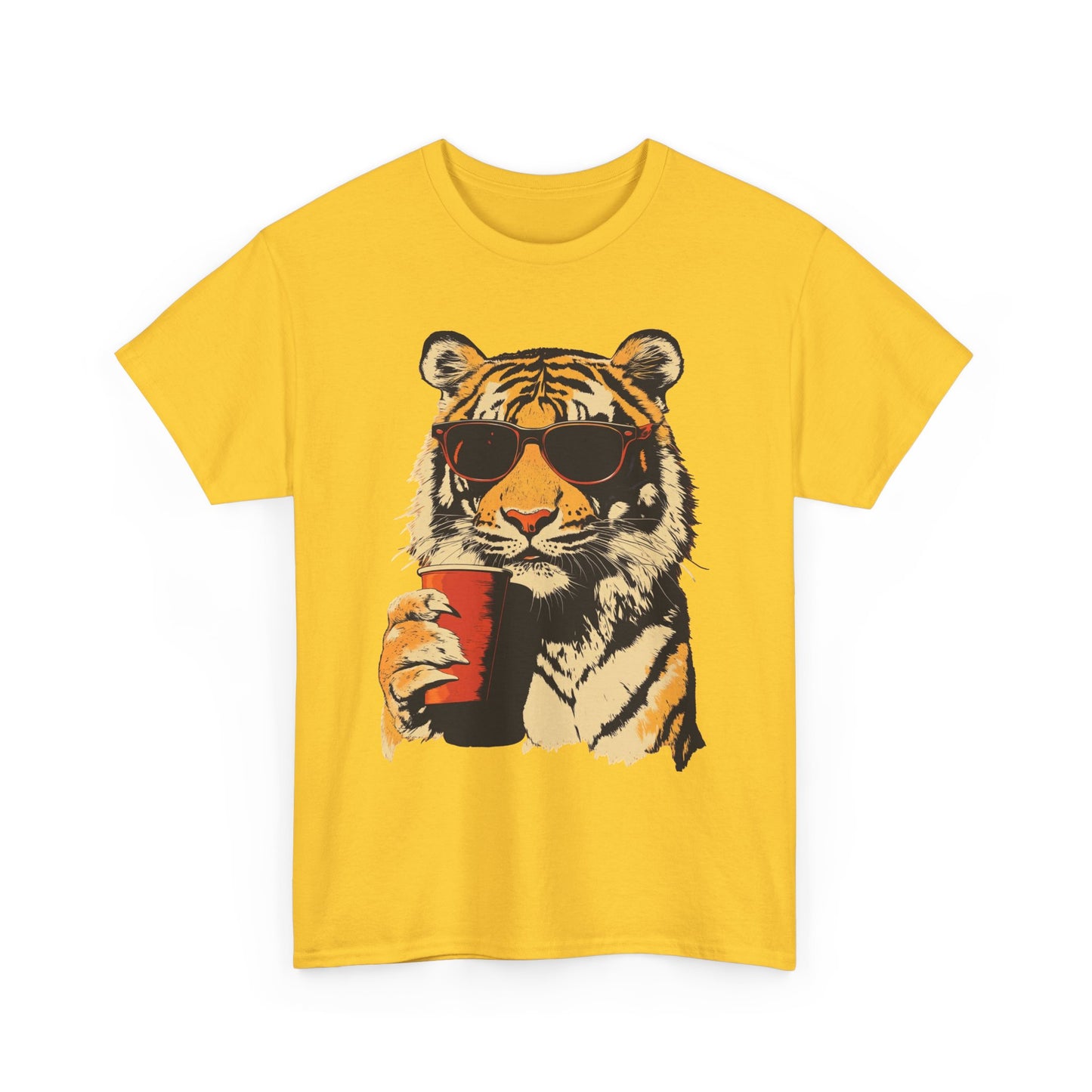 Chill Out Party Tiger Retro Graphic T Shirt Regular Men's Heavy Cotton Tee