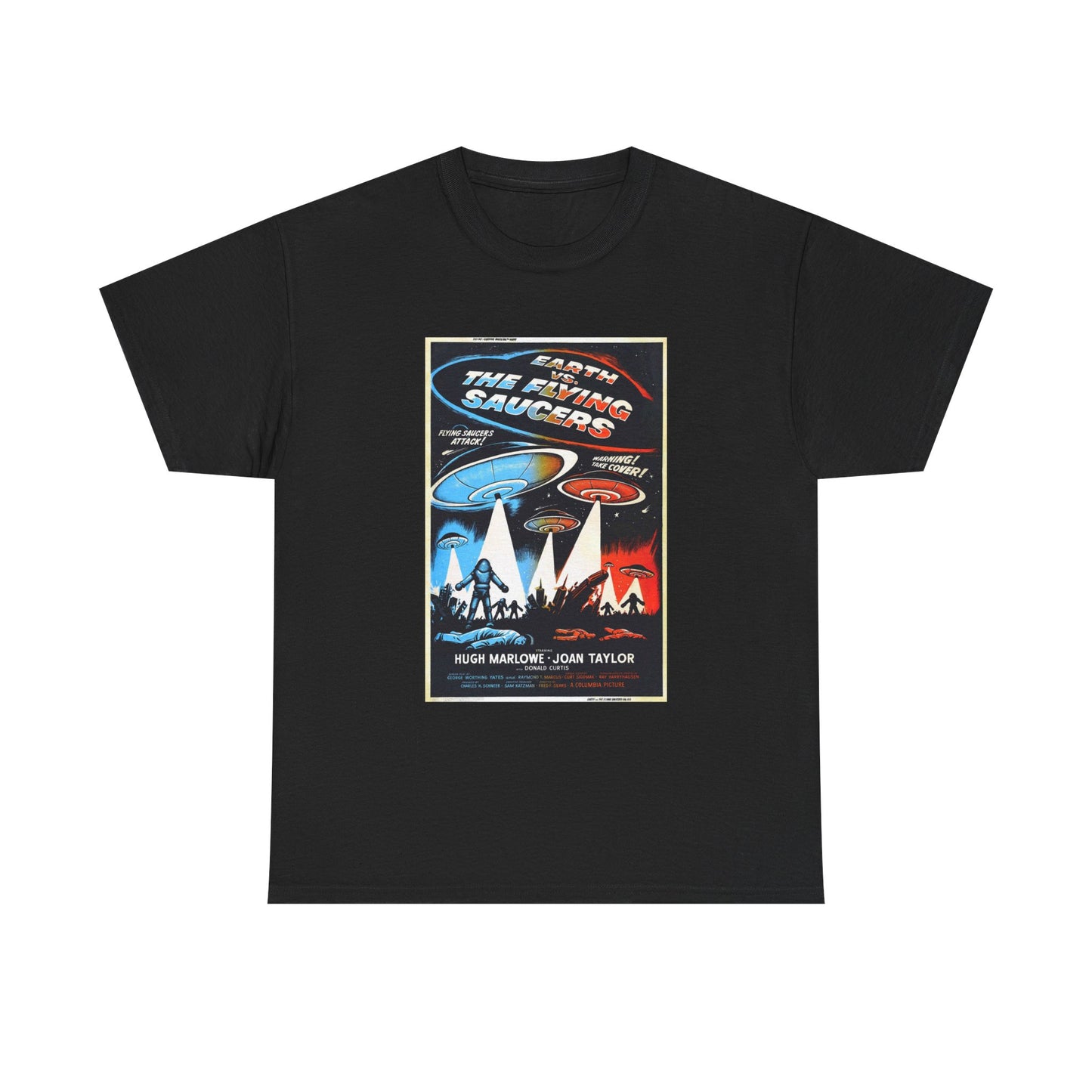 Earth vs Flying Saucers Tshirt Vintage Movie Poster Unisex Heavy Cotton Tee