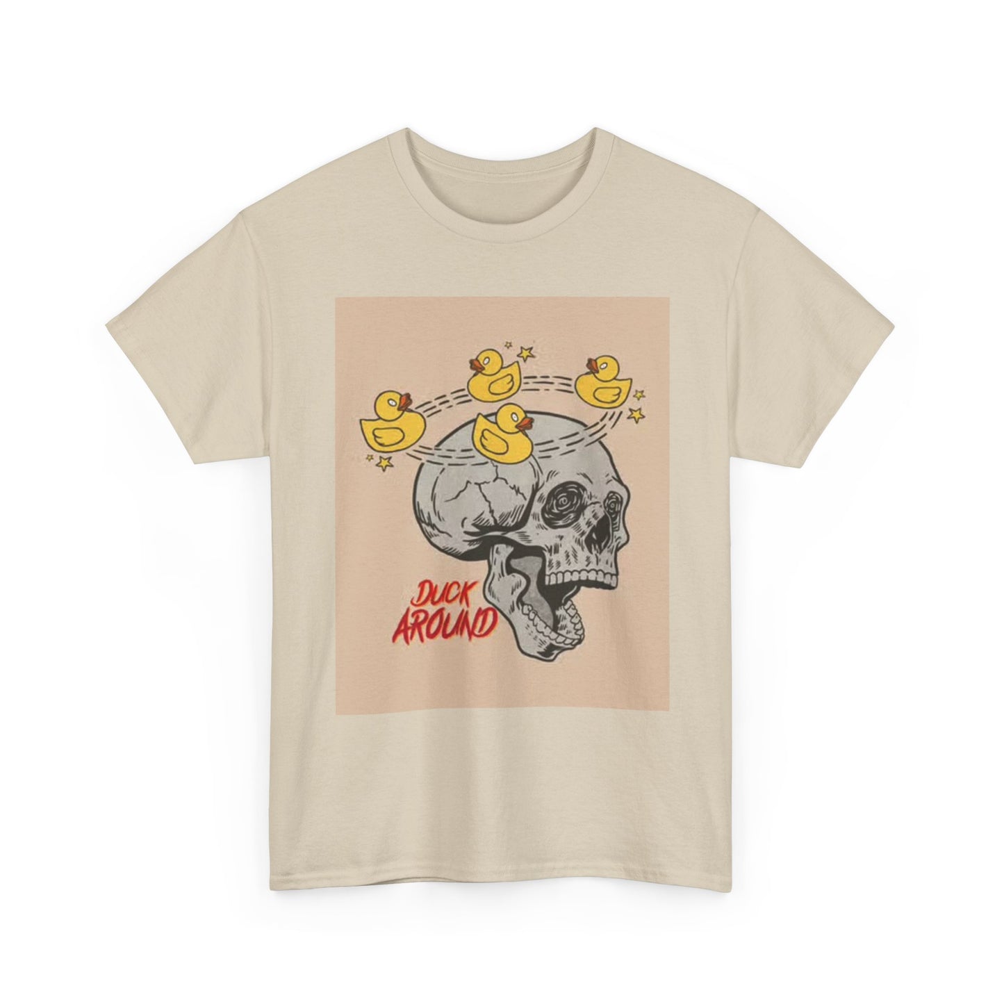 Duck Around Skull Graphic T Shirt Retro Funny Unisex Heavy Cotton Tee