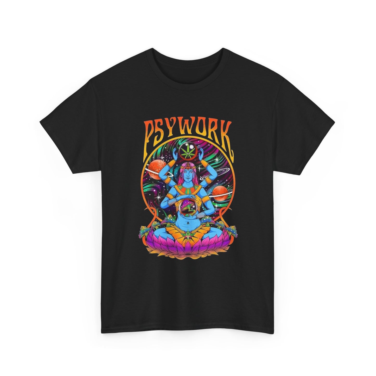 Peace Psywork Weed Leaf Graphic T Shirt Unisex Heavy Cotton Tee Gift