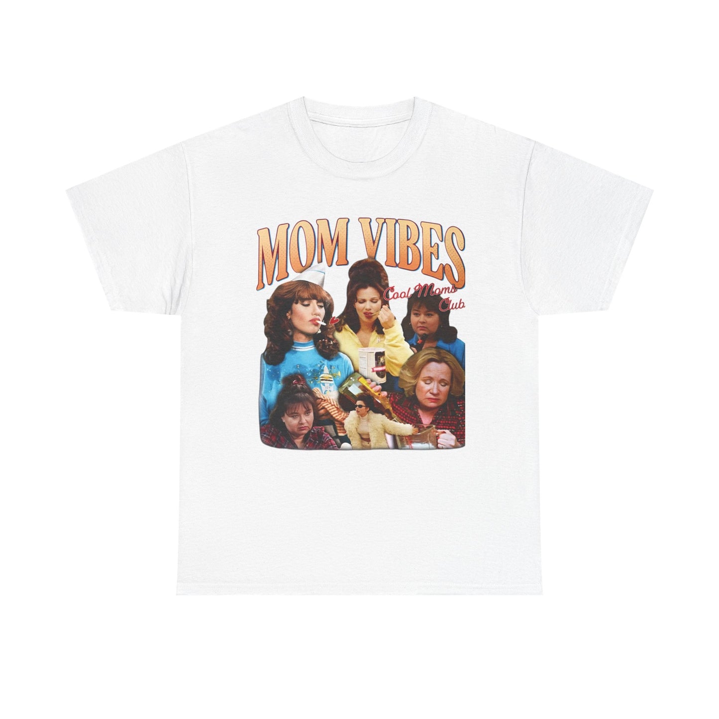 Mom Vibes Retro Graphic T Shirt Vintage Womens Funny 90s Cotton Tee