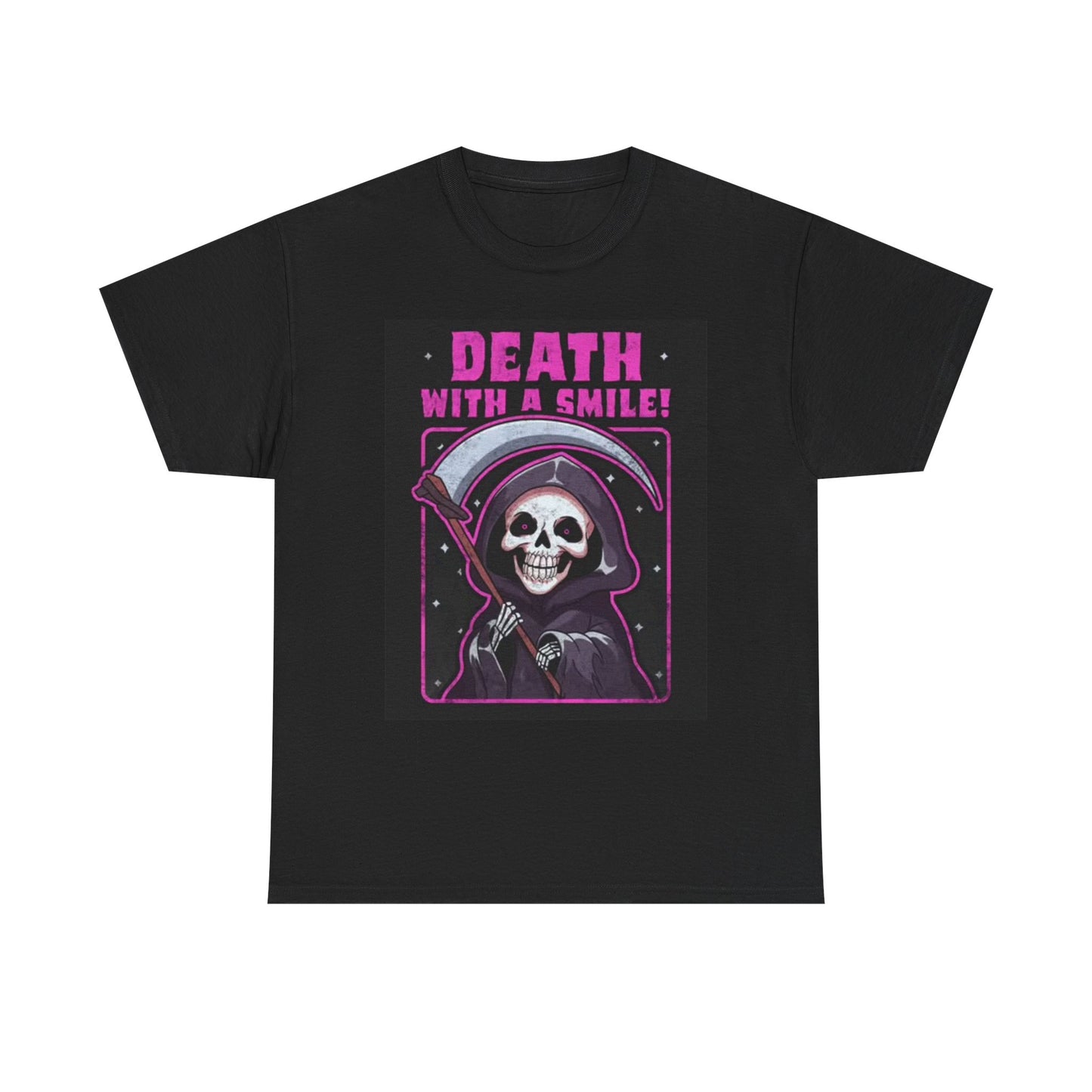 Death With A Smile Graphic T Shirt Skeleton Grim Reaper Unisex Heavy Cotton Tee