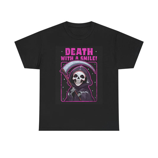 Death With A Smile Graphic T Shirt Skeleton Grim Reaper Unisex Heavy Cotton Tee