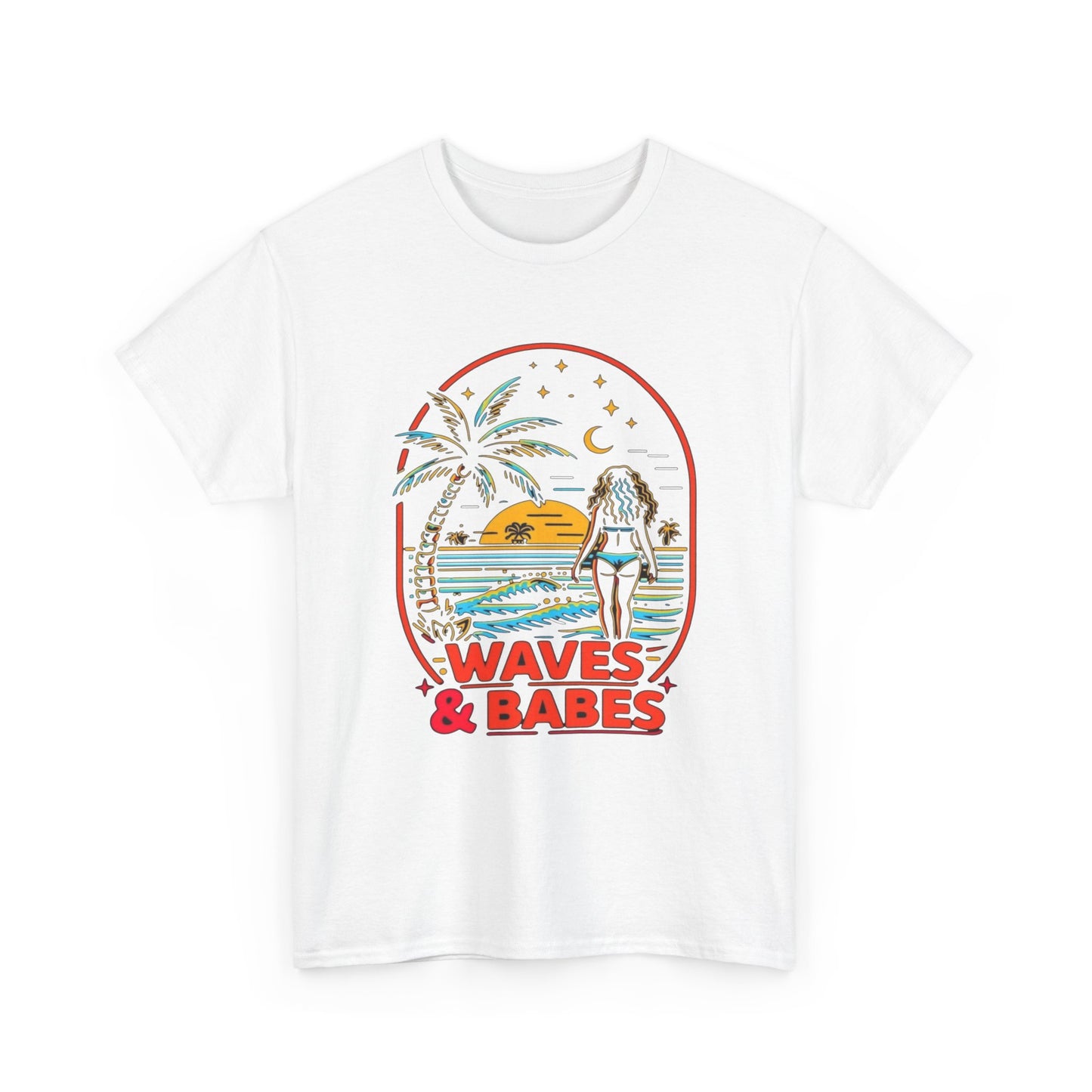 Waves And Babes Graphic T Shirt Heavy Cotton Tee