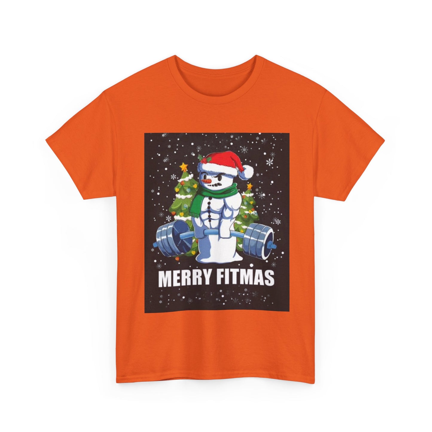 Merry Fitmas Shirt Funny Gym Snowman Christmas Gym Unisex Heavy Cotton Tee