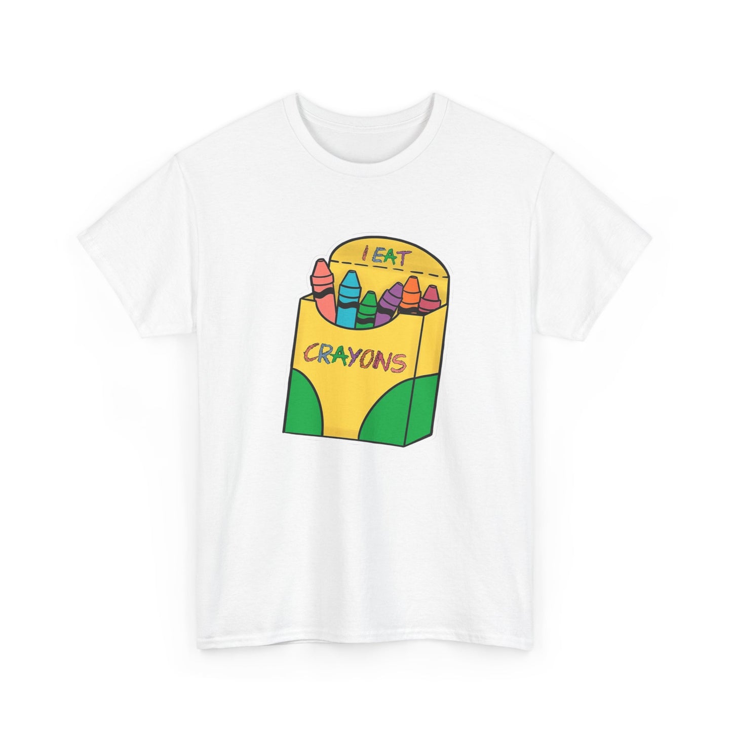 I Eat Crayons Funny Graphic T-Shirt Men's Women's Heavy Cotton Tee NEW GIFT