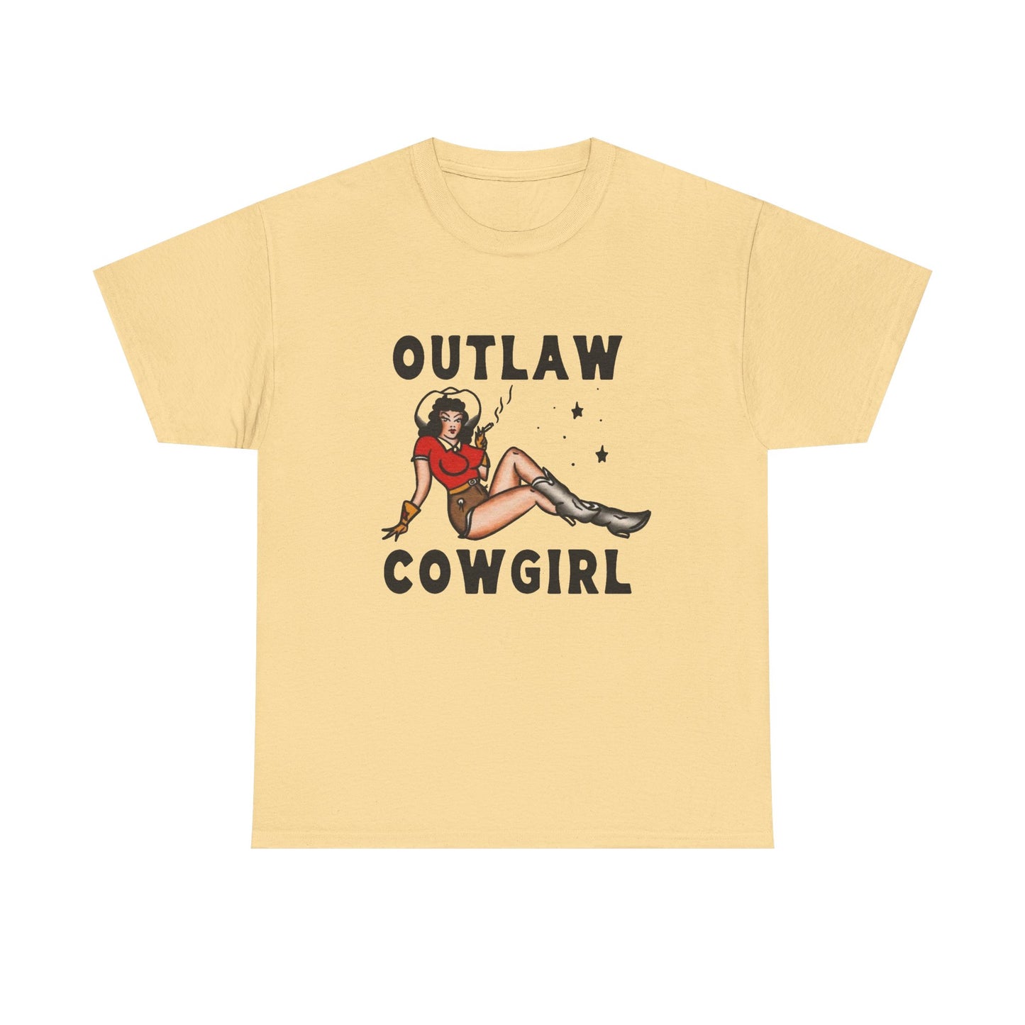 Outlaw Cowgirl Vintage Graphic T Shirt Unisex Heavy Cotton Tee GIFT NEW