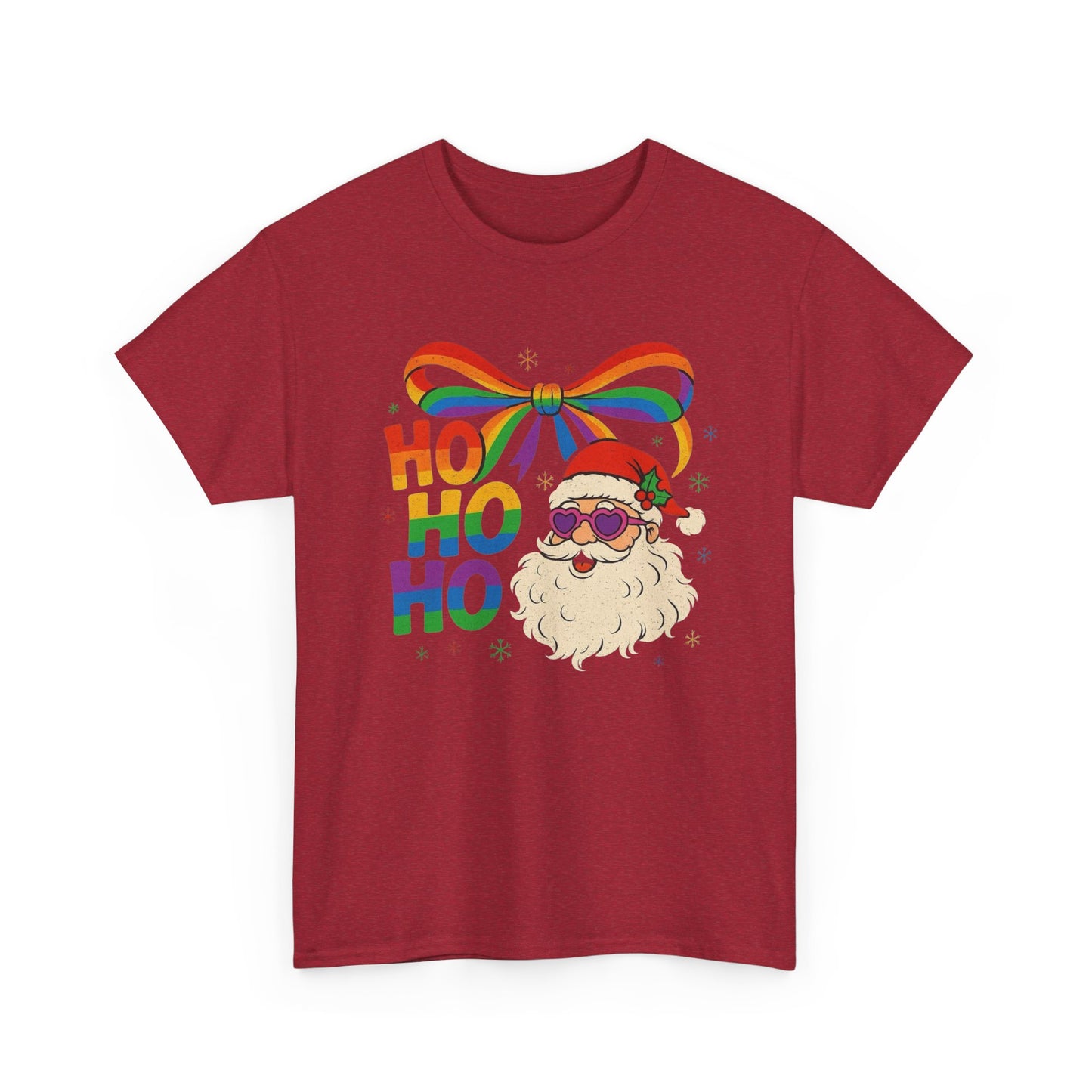Ho Ho Ho Rainbow Santa Christmas Graphic T Shirt NEW Unisex Heavy Cotton Tee