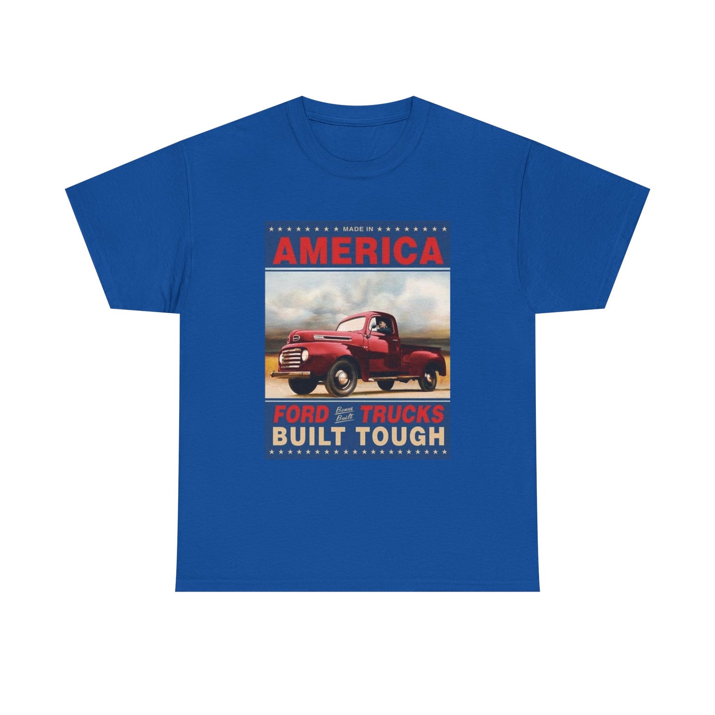 American Ford Built Tough Tshirt Vintage Poster Logo Unisex Heavy Cotton Tee