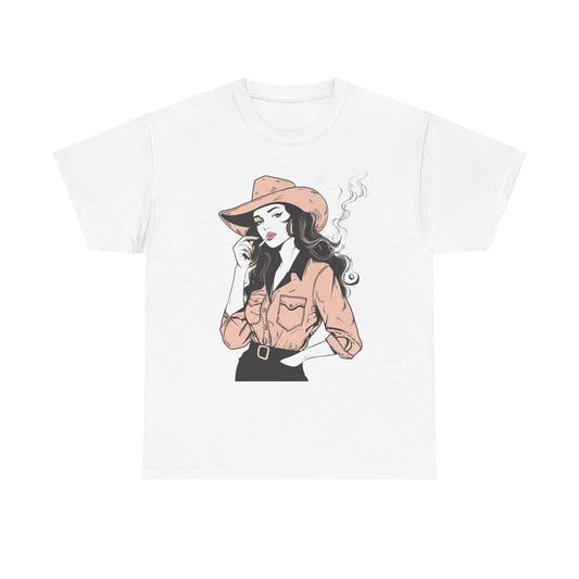 Cowgirl Smoking Vintage Graphic T-Shirt, Unisex Cotton Shirt