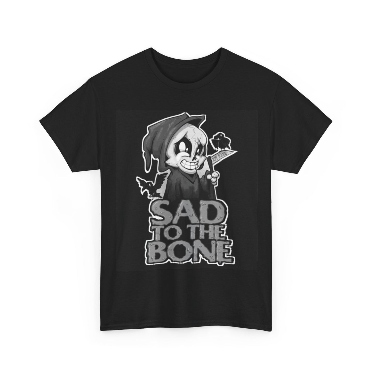Sad To The Bone Shirt Grim Reaper Cartoon Unisex Heavy Cotton Tee