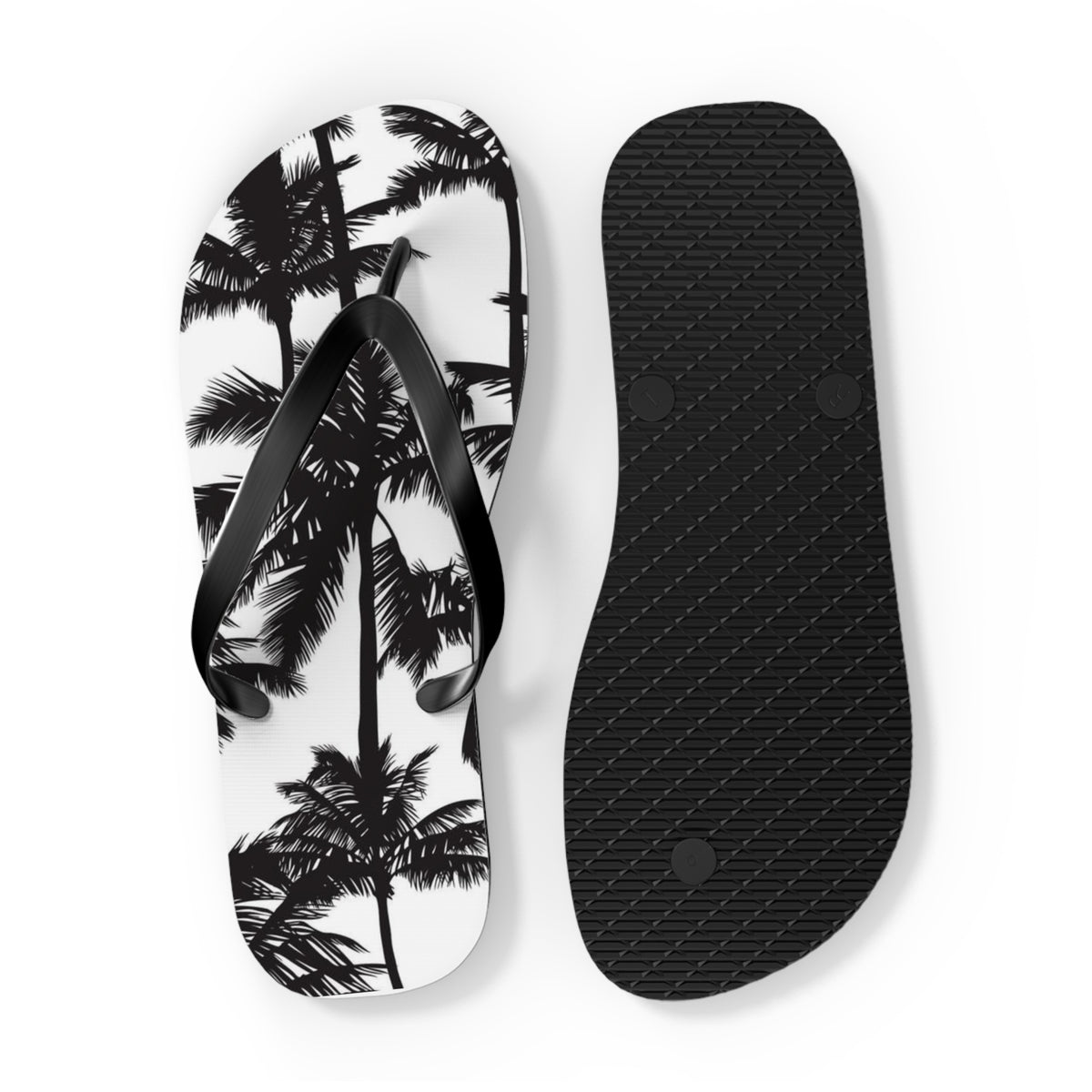 Black And White Palm Trees Sandals Summer Flip Flops Slides BRAND NEW