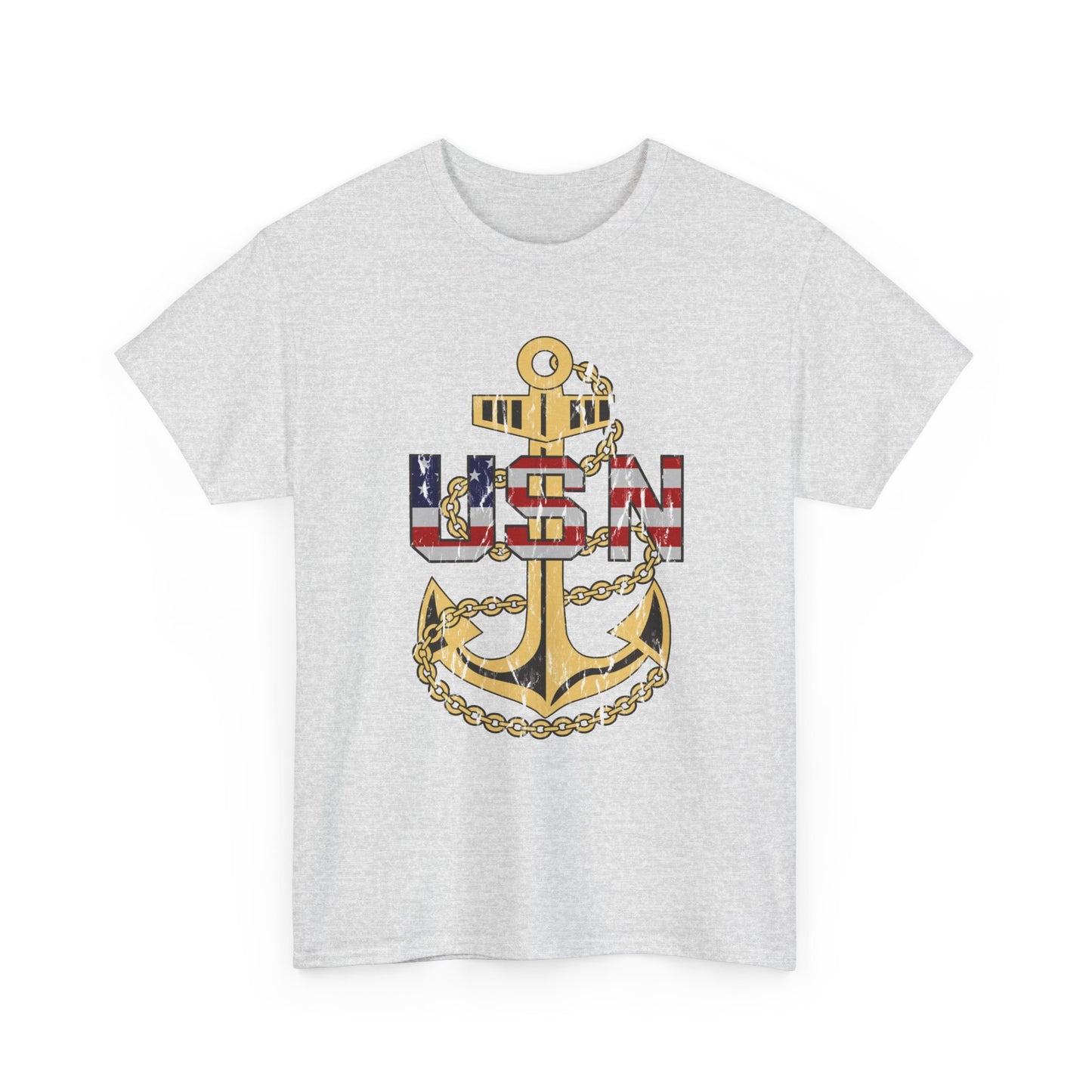 American Flag Navy Anchor Graphic Retro Sailor Jerry Unisex Heavy Cotton Tee