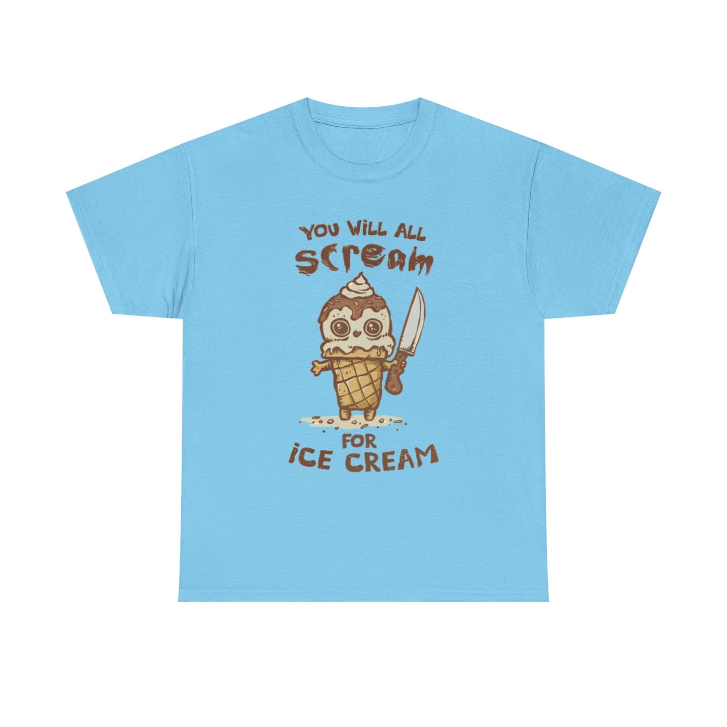 Scream For Ice Cream Funny Graphic T Shirt NEW Unisex Heavy Cotton Tee