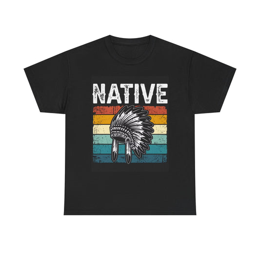 Native American Chief Headdress Colorful Indian Tshirt New Unisex Heavy Cotton