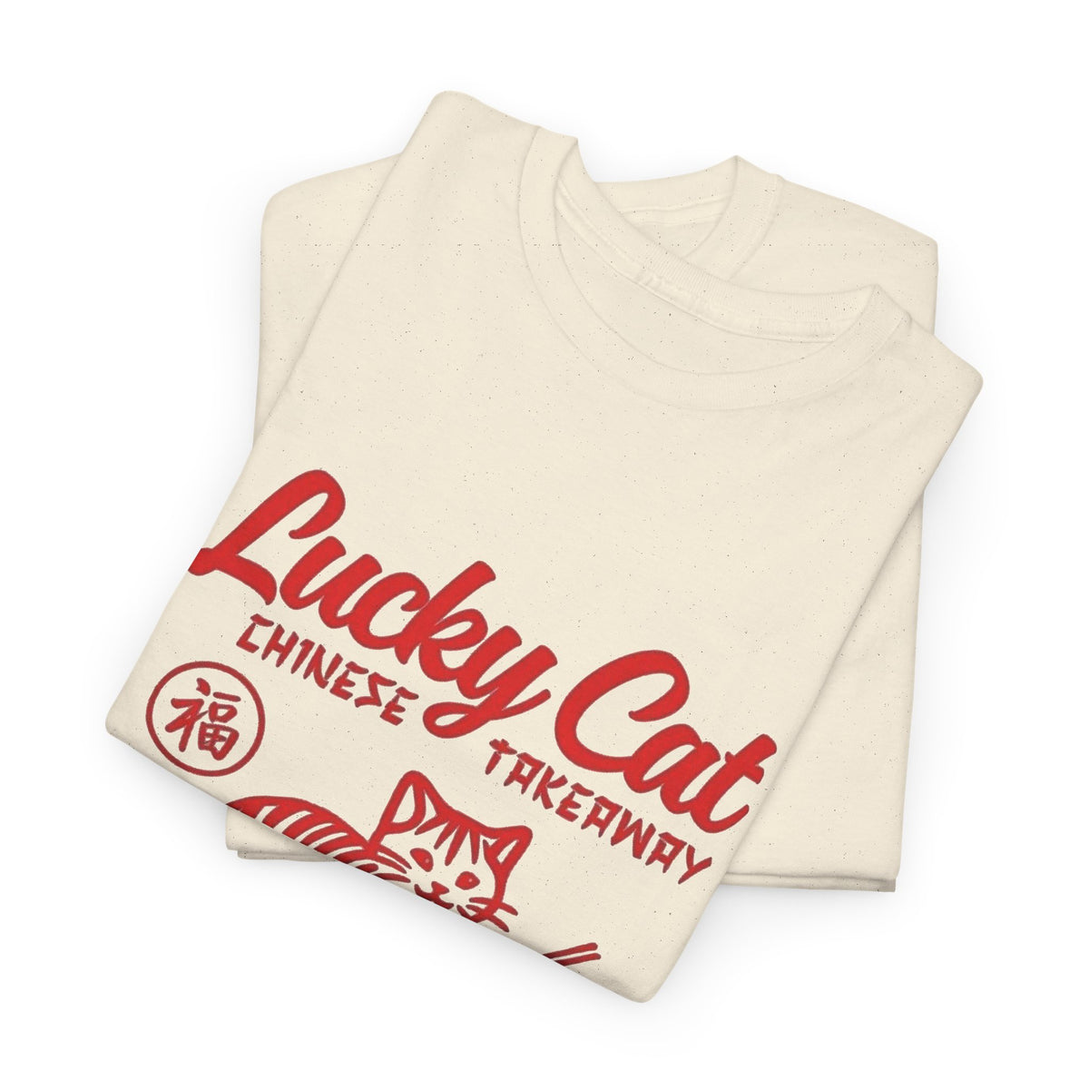 Lucky Cat Chinese Takeaway Graphic T-Shirt Men's Graphic Tee Funny Retro