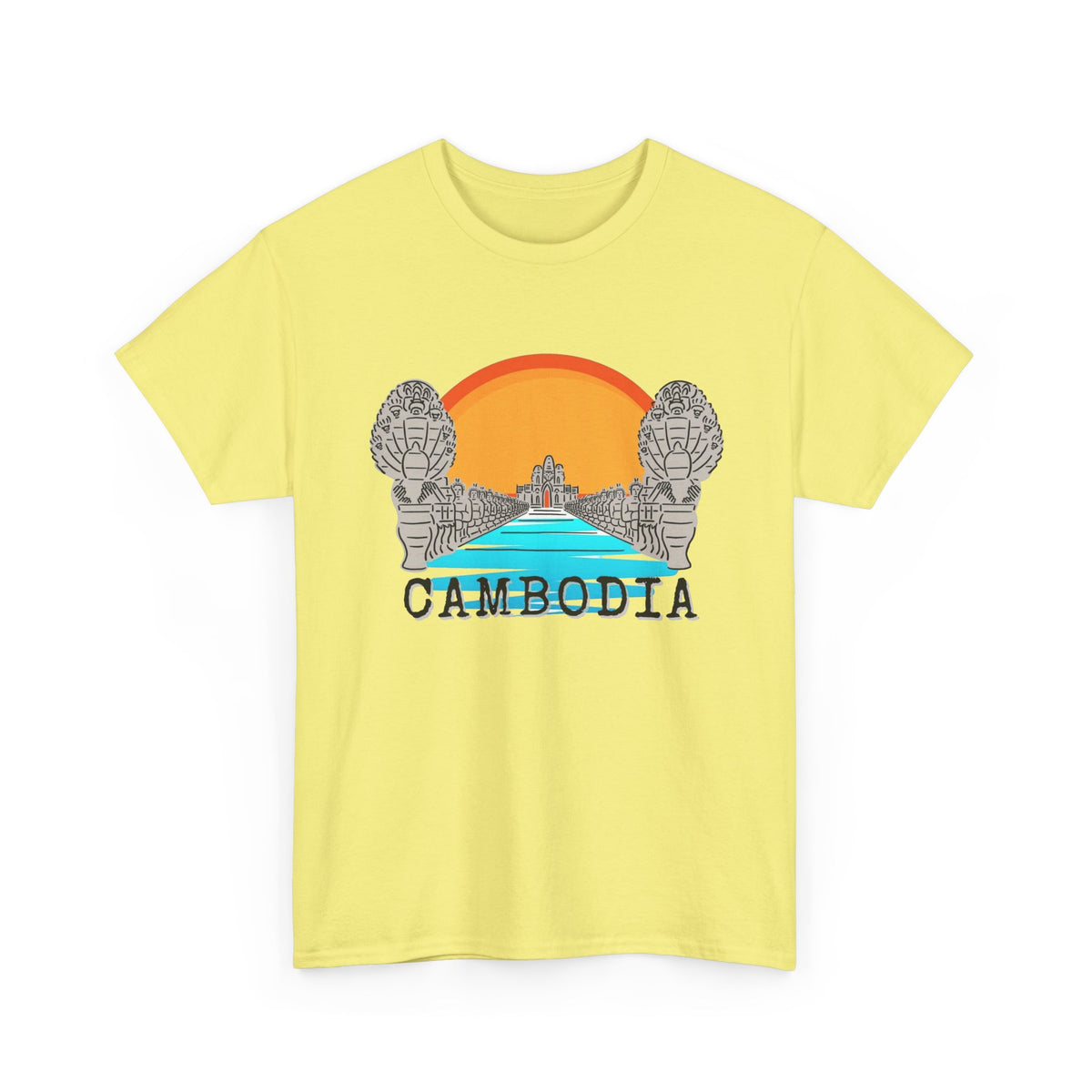 Cambodia Angkor Wat Sunset T-Shirt Men's Graphic Tee Retro