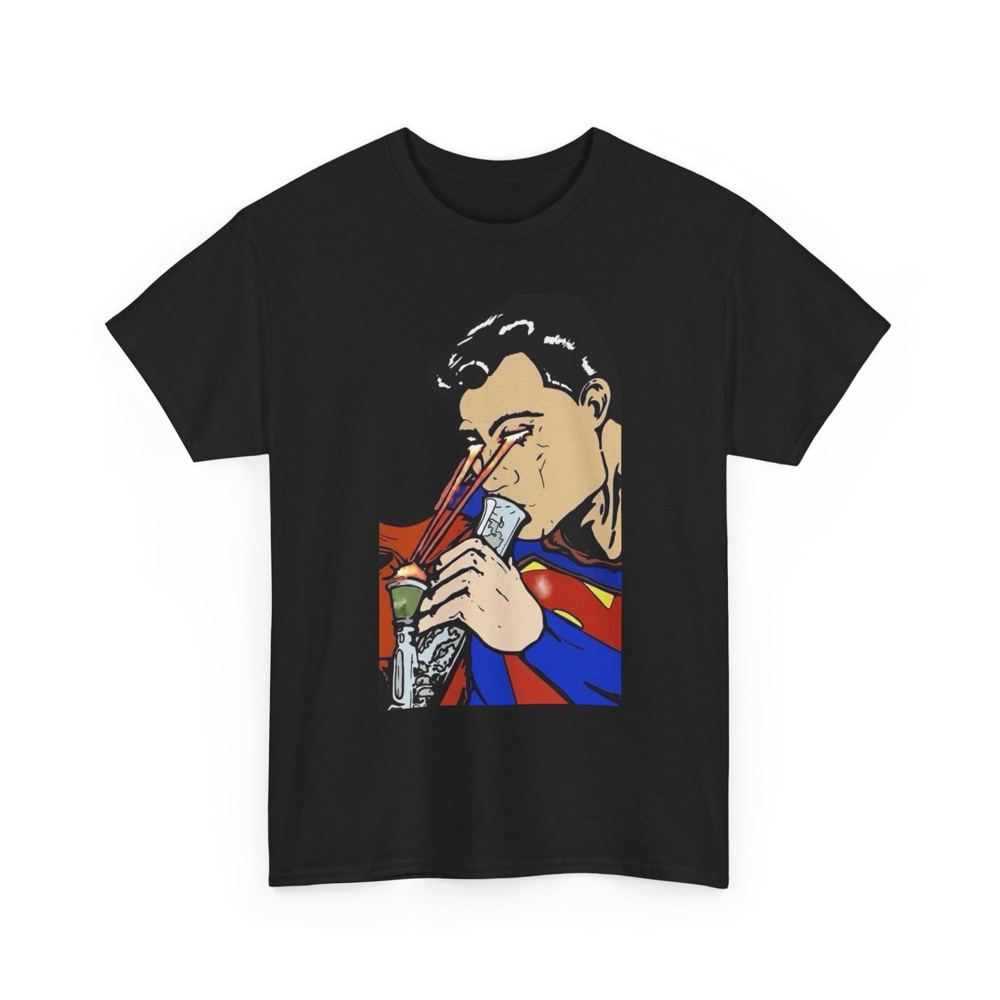 Funny Superman Bong Weed Humor Graphic T Shirt Unisex Heavy Cotton Tee