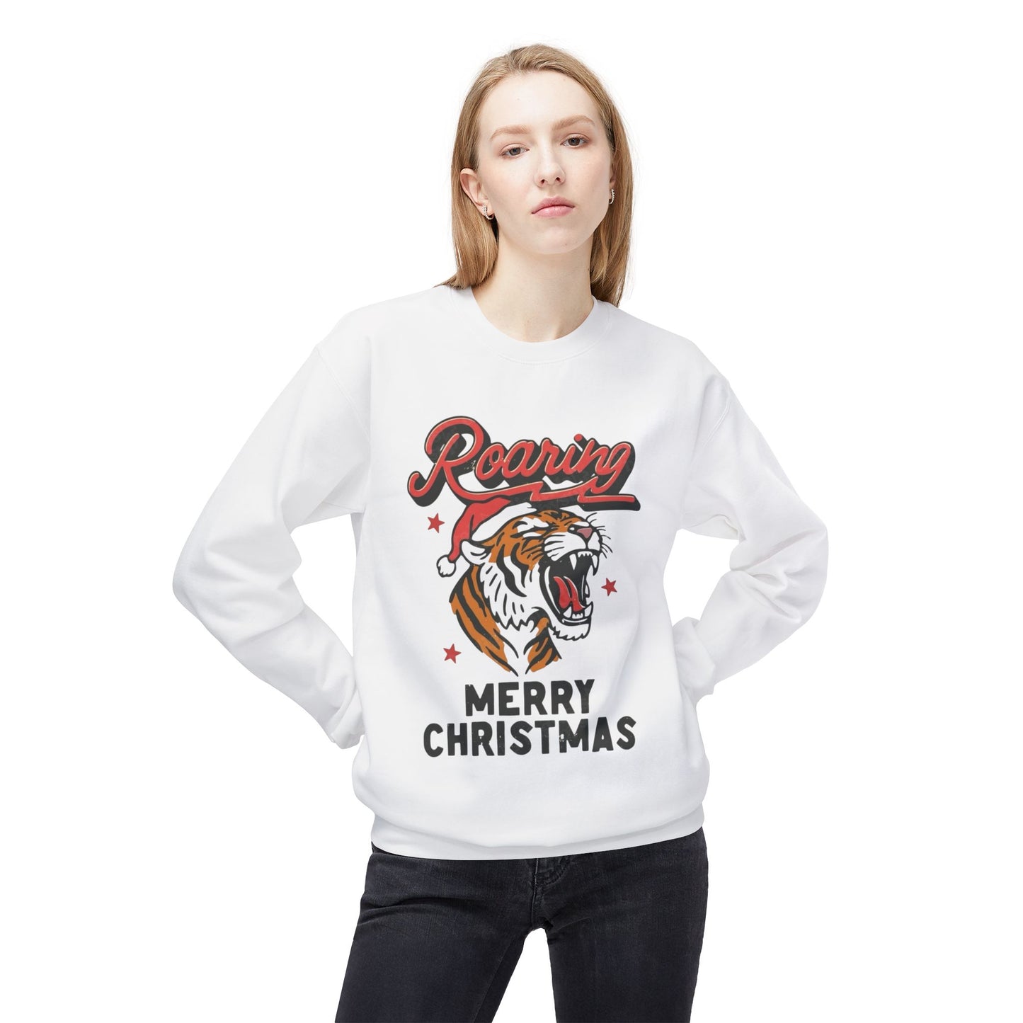 Roaring Merry Christmas Sweater NEW Unisex Fleece Crewneck Sweatshirt