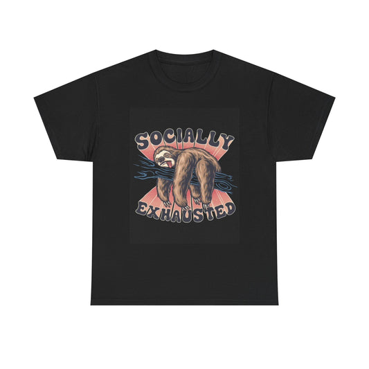 Socially Exhausted Graphic T Shirt Funny Koala Bear Unisex Heavy Cotton Tee