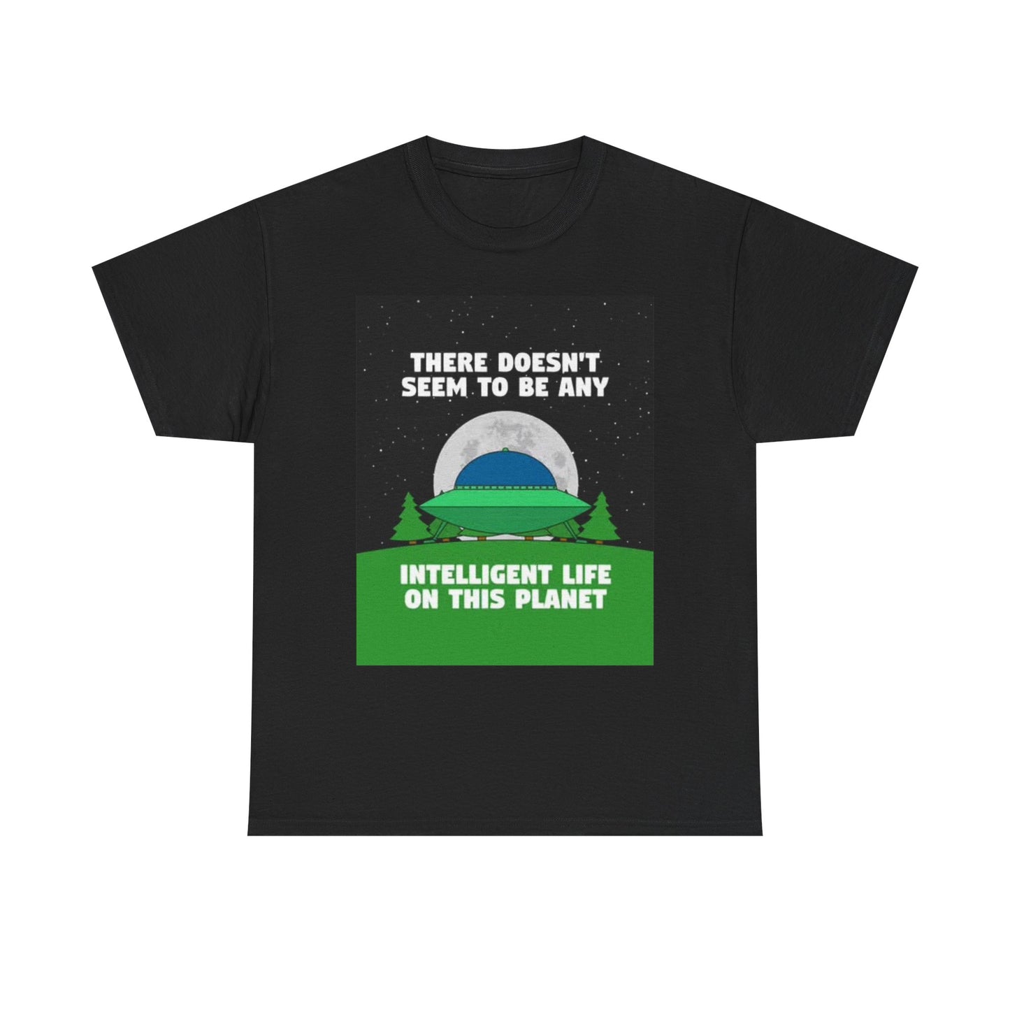 Funny Alien Space Ship Graphic T Shirt Unisex Heavy Cotton Tee