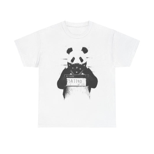 Panda Mugshot T Shirt Graphic Unisex Heavy Cotton Tee