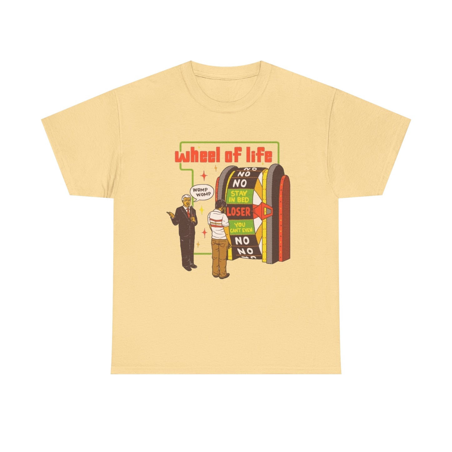 Wheel Of Life Funny Dark Humor Jokes Graphic T Shirt Regular Men's Heavy Cotton Tee