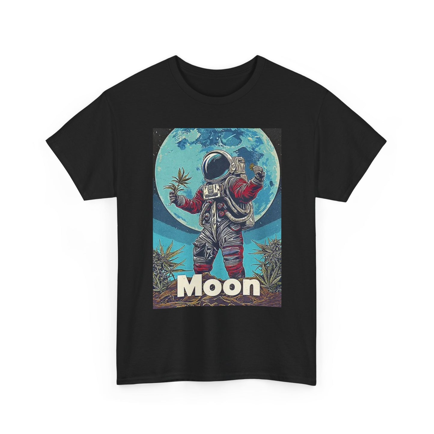 Moon Weed T Shirt Funny Astronaut Strain Graphic Unisex Heavy Cotton Tee