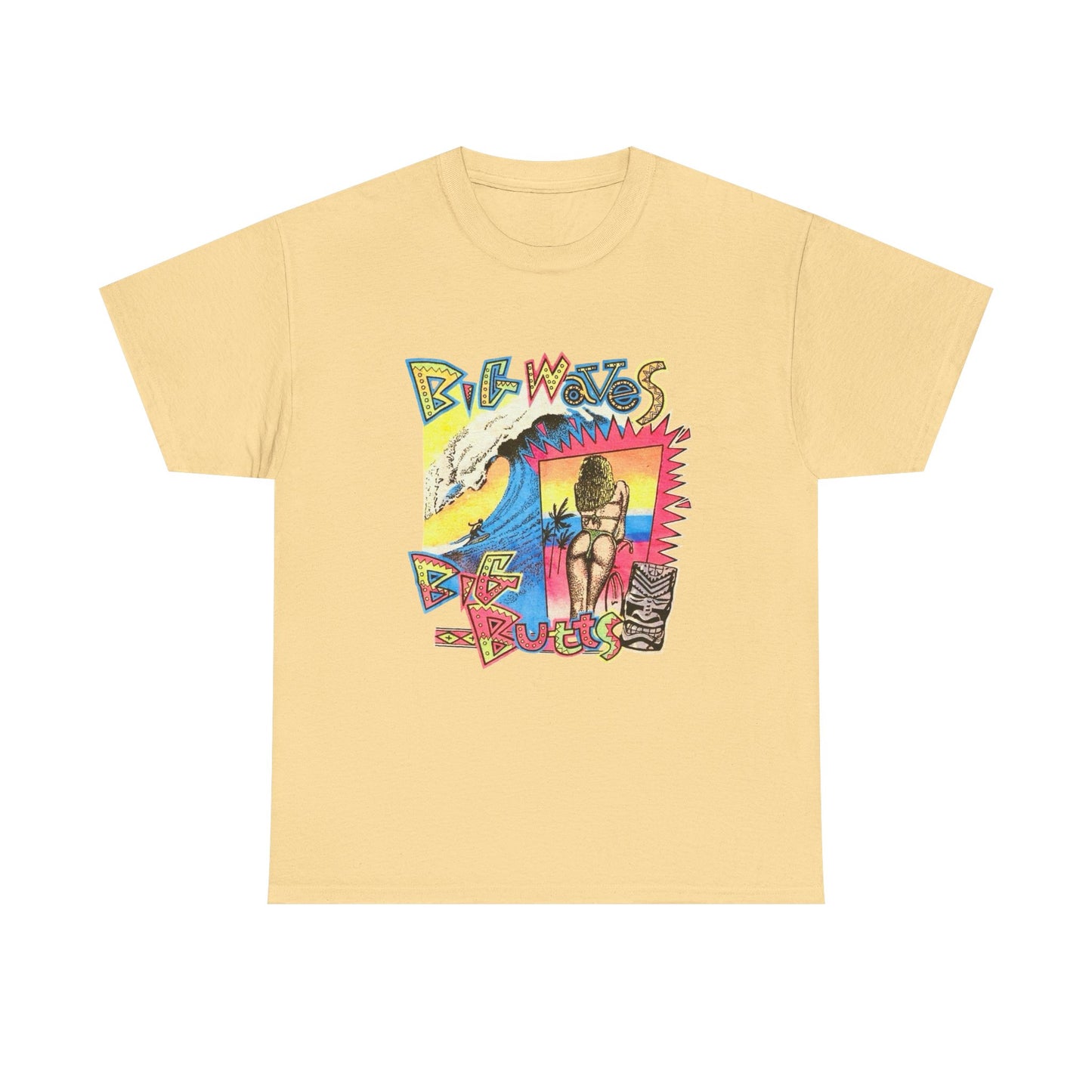 Big Waves Big Asses Vintage Surfing Graphic T Shirt NEW Unisex Heavy Cotton Tee
