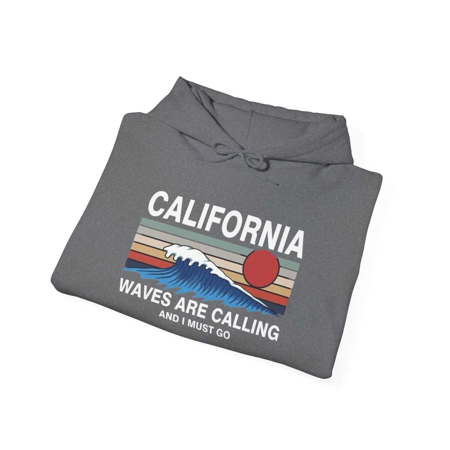 California Waves Are Calling Graphic Hoodie Heavy Blend Sweatshirt NEW